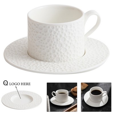 4 Oz Meteorite Texture Ceramic Coffee Cup And Saucer Sets