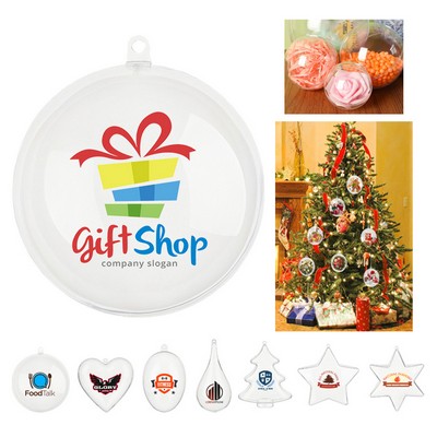 1.6" Clear Plastic Fillable Christmas Ball Ornaments