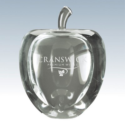 Crystal Apple Paperweight w/Flat Face