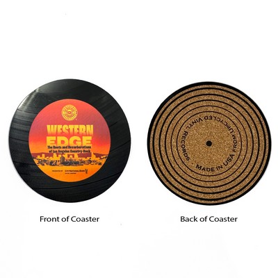 1-Sided Upcycled Vinyl Record Coasters (Cork Back) - Bulk