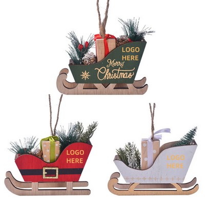 Christmas Wooden Sleigh Ornaments