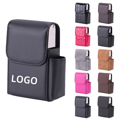 PU Cigarette Box Case with Lighter Holder