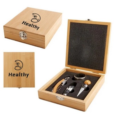 4-Piece Bamboo Wine Tool Set