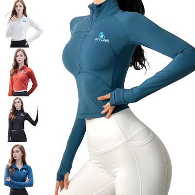 Long Sleeve Half-Zip Athletic Shirt Yoga Top