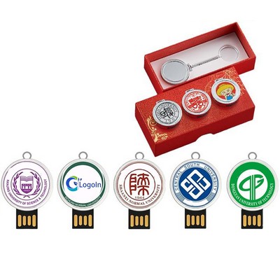 School Badge 32GB Metal USB Flash Drive with Keychain