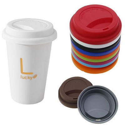 Thicker Eco Reusable Silicone Travel Mug Coffee Lid Cup Cover Set