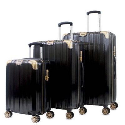 American Green Travel Melrose S 3-piece TSA Anti-theft Luggage Set, Black/Gold
