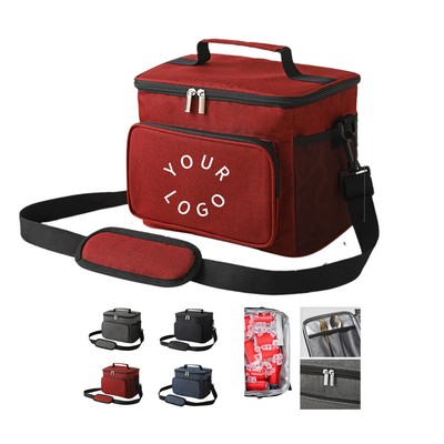 Oxford Cloth Insulated Lunch Cooler Bag With Shoulder Strap