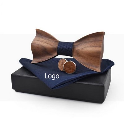 Pre-Tied Wood Bow Ties Set for Men