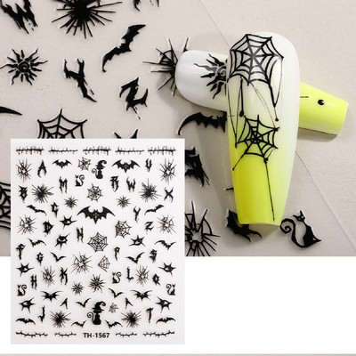 Halloween Bat Sticker Nail Art Stickers Decals Self-Adhesive Nail Supplies Fingertip Art