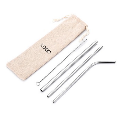 Stainless Steel Bent Reusable Straws Set