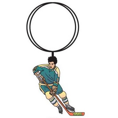 Hockey Player Key Chain w/Clear Mirrored Back (3 Square Inch)