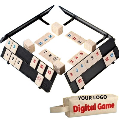 Tile Rummy Set With Racks And Storage Bag 8.7" x 2.4" x 2.8"