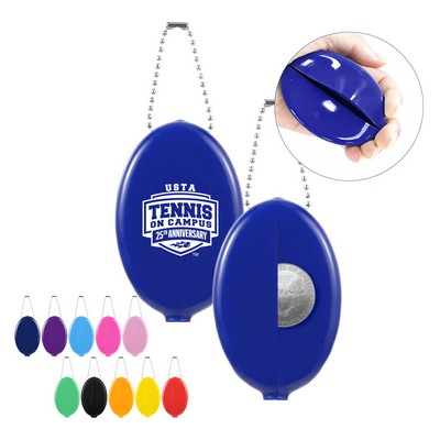 Multi Purpose Oval Squeeze Coin Holder with Chain