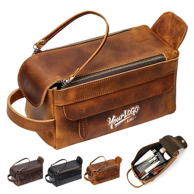 Retro Style Leather Dopp Toiletry Bag