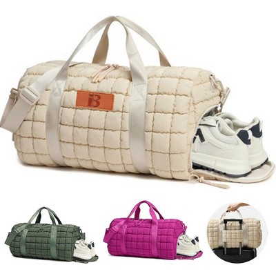 Large Capacity Quilted Puffer Gym Bag Polyester Tote