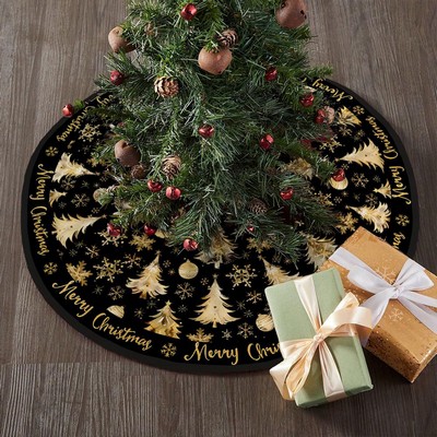 Plush Printed Christmas Tree Skirt