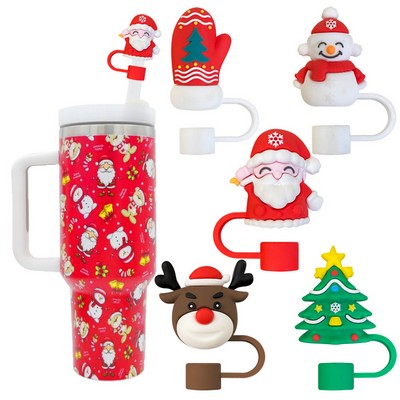 Christmas Straw Topper & Dust Plugs for Cup (10mm)