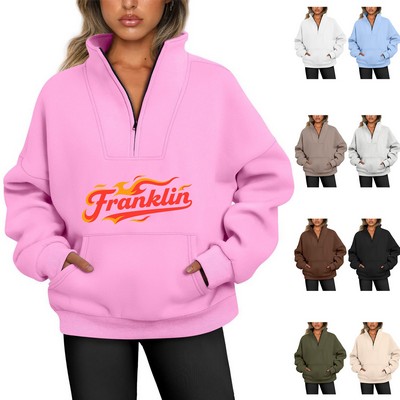 Women's Half-Zip Oversized Fleece Pullover