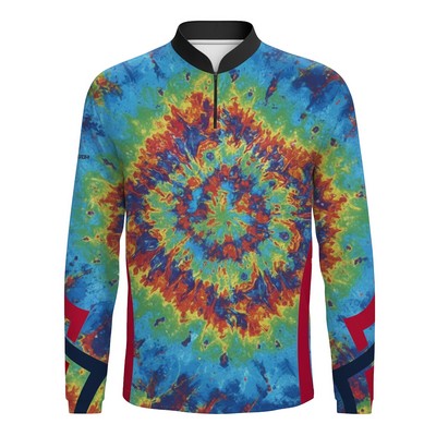 Cut & Sew Long Sleeve Sublimated Quarter Zip Shirt