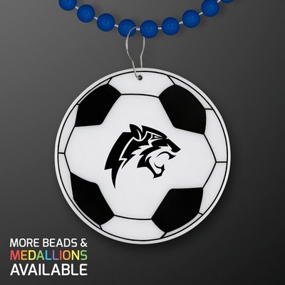 Soccer Ball Medallion with Navy Blue Beaded Necklace (Non Light Up) - PRINTED