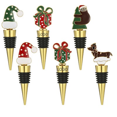 Christmas Wine Bottle Stopper Cartoon Bear Dog Hat Red Wine Preservation Seal