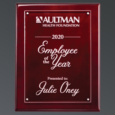 Rosewood Piano Finish Rectangle, Clear Acrylic Plate w/Corner Magnets, Medium (8"x10")