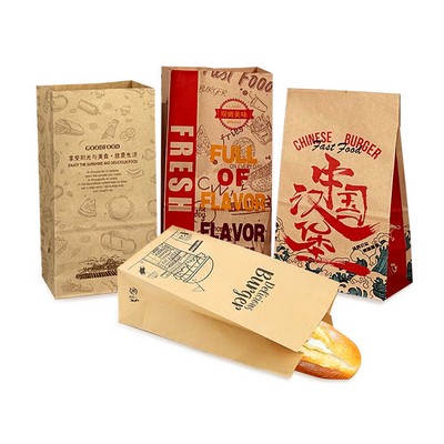 Natural Kraft Paper Bags Hamburger Bread Bag
