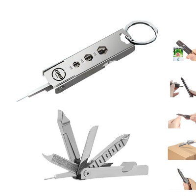 Multi-Function Keychain with Knife and Bottle Opener