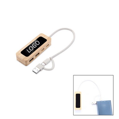 Bamboo USB Hub 4 Port With Led