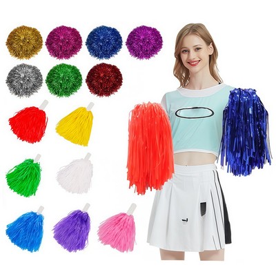 Holiday Cheerleading Pom Poms With Plastic Handles