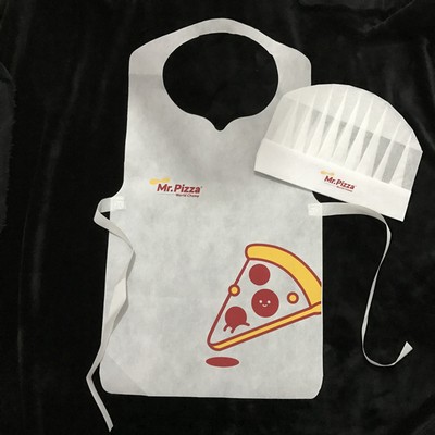 Disposable Non Woven Apron Chef Hat Set Adult Kitchen Aprons Bakery Hats for Kitchen Cooking