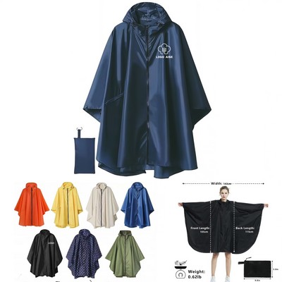 Rain Poncho Jacket Coat Hooded with Pockets