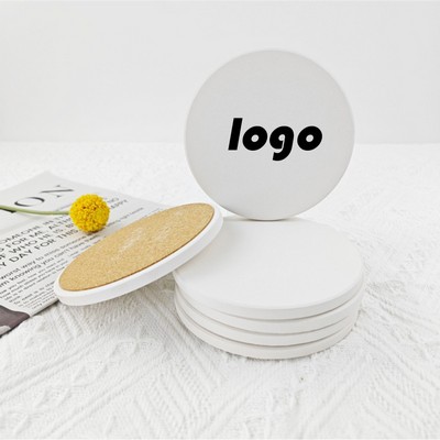 Round White Embryo Ceramic Coaster