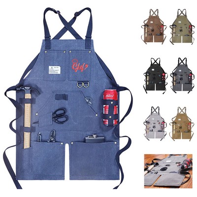 Waterproof Canvas Work Apron with Pockets Tool Loops