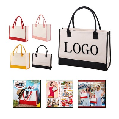 Spacious Cotton Linen Tote Bag