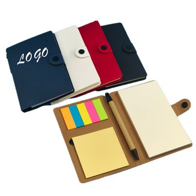 Eco-friendly Button Closure Sticky Notes & Notebook W/ Pen