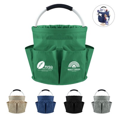 17L Reinforced Oxford Portable Picnic Basket W/ 6 Side Pockets