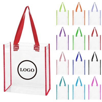 Customizable Clear Stadium Tote Bag - PVC Security Open Top, Waterproof, Compliant & Event Ready