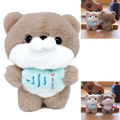 5" Plush Toy Otter W/ Fish Keychain