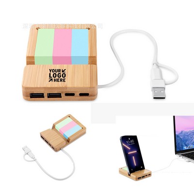 Wood Desktop Hub with Phone Stand & Notepad Set