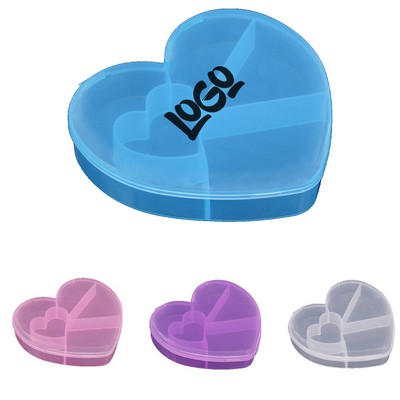 5 Compartments Clear Plastic Heart Shaped Organizer