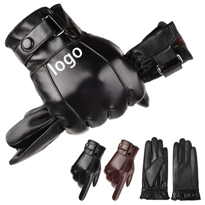 Luxury Touchscreen PU Leather Winter Gloves