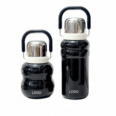 Gourd Shape High Aesthetic Thermos Mug Large Capacity Stainless Steel Dual Drink Straw Cup