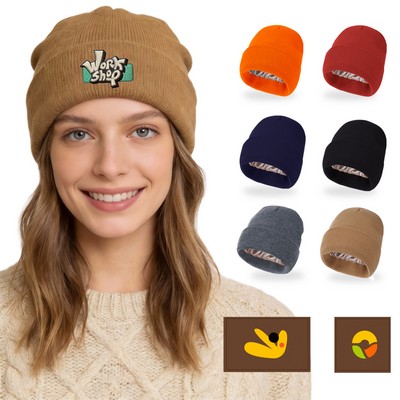 Satin-Lined Knit Beanie With Custom Logo