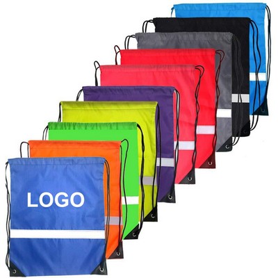 Drawstring Backpack With Reflective Stripe