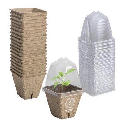 Paper Pulp Biodegradable Seed Starter Pots with Dome Lids