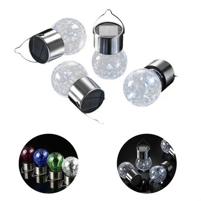 Crackle Glass Solar LED Hanging Lantern