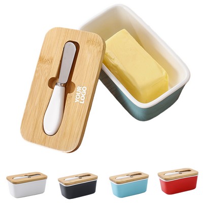 Ceramic Butter Dish With Knife