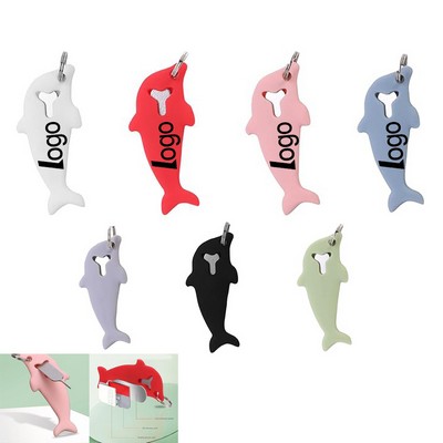 Portable Silicone Dolphins Storage Case Key Ring w/SIM Card Ejection Pin 2''x1''